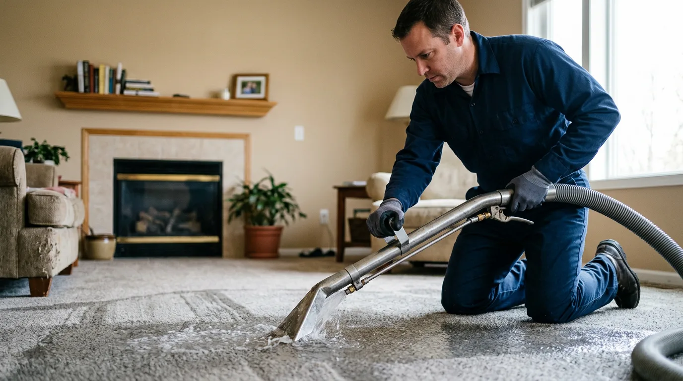Water damage restoration technician working near Round Lake Beach, IL
